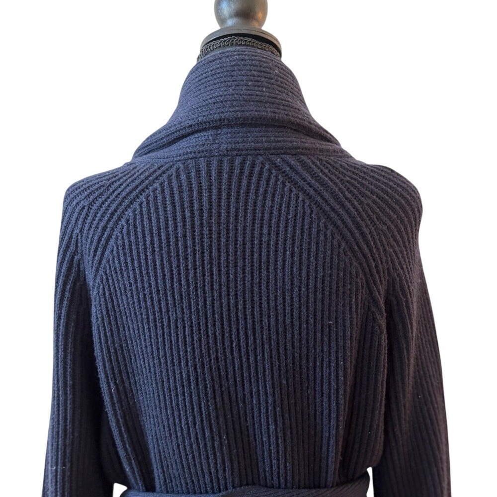 Tory Burch Navy Blue Wool Cashmere Wrap Sweater Rolled Neck Women's size Medium - Picture 5 of 8